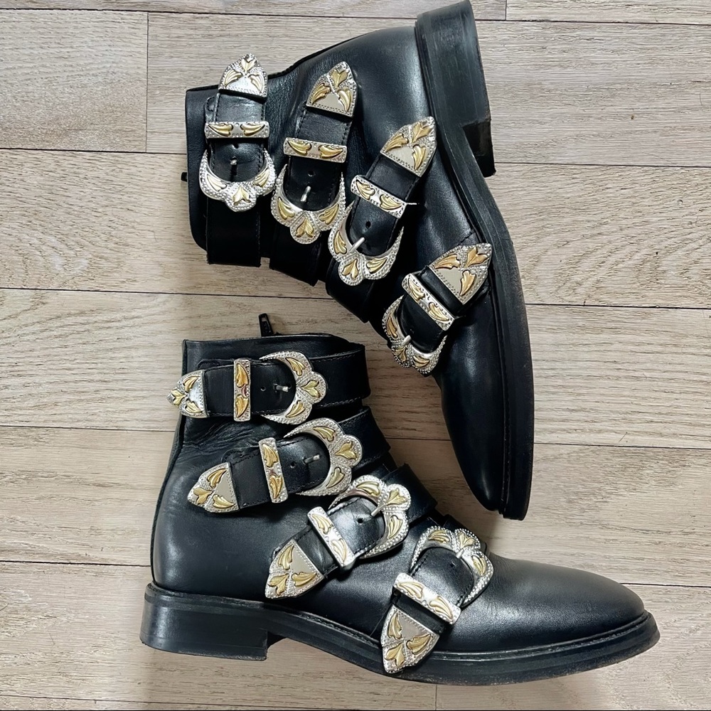 🔥Maje Jackpot Buckled 💯 leather ankle boots